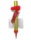 Fontaine lumineuse numéro 7 pour anniversaire rouge et or