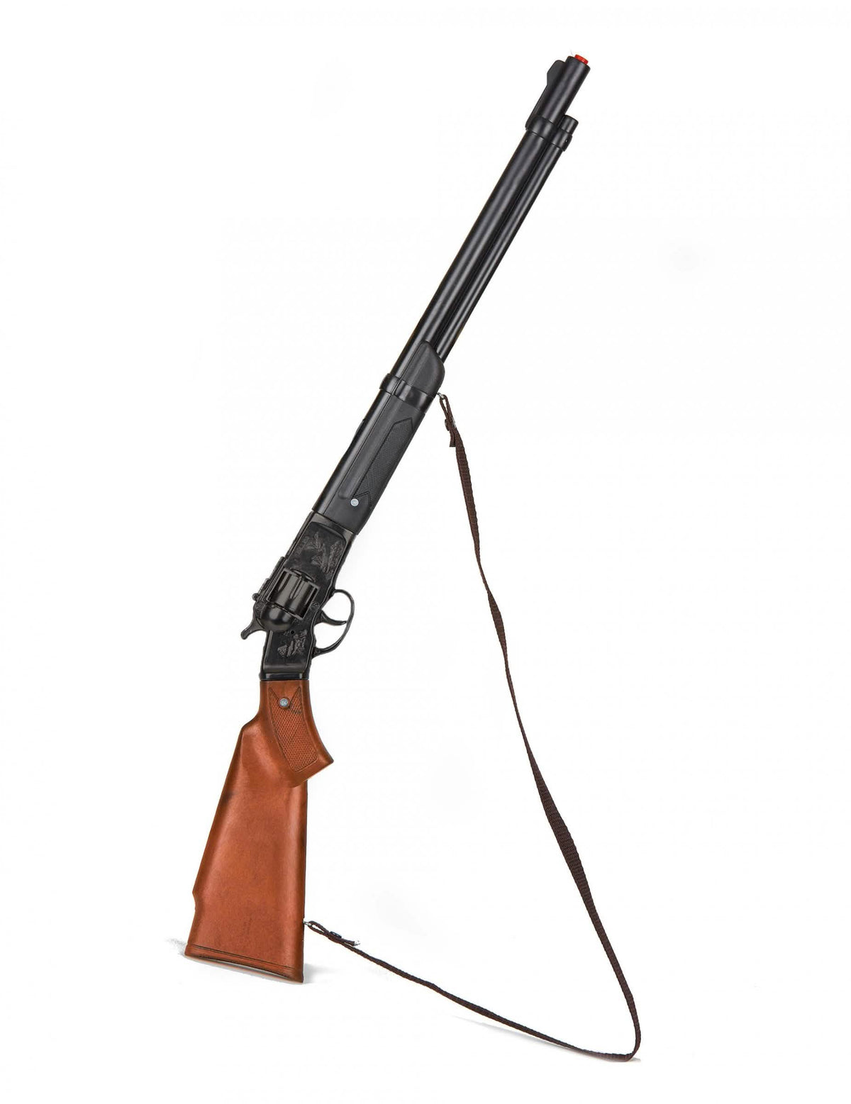 Kunststoff-Cowboygewehr mit 8 Schuss für Kinder Braun und Schwarz mit Schulterriemen