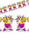 Guirlande cocktail Hawaï multicolore avec motifs de verres et fruits tropicaux