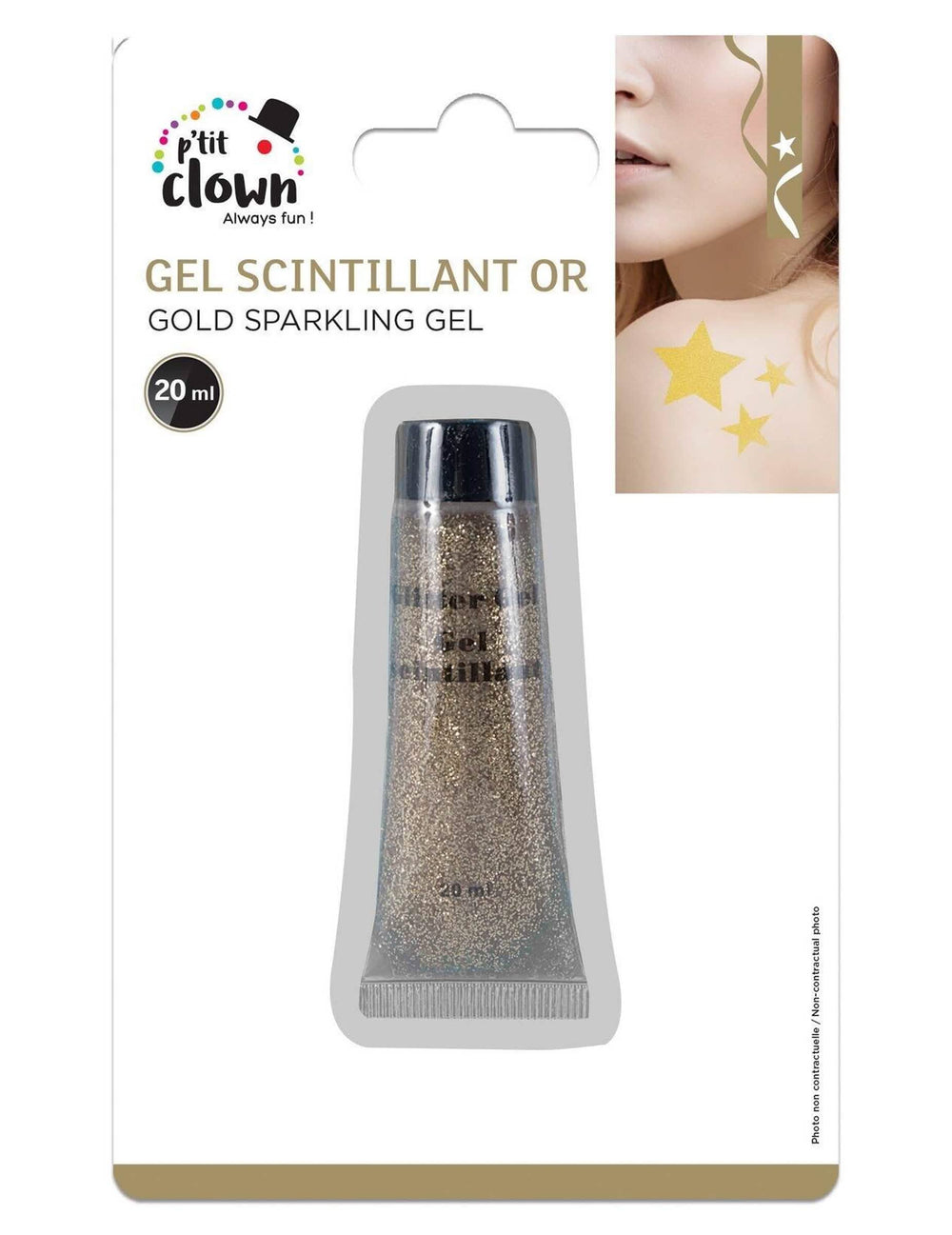 Verpackungsansicht des goldenen Glitzergels