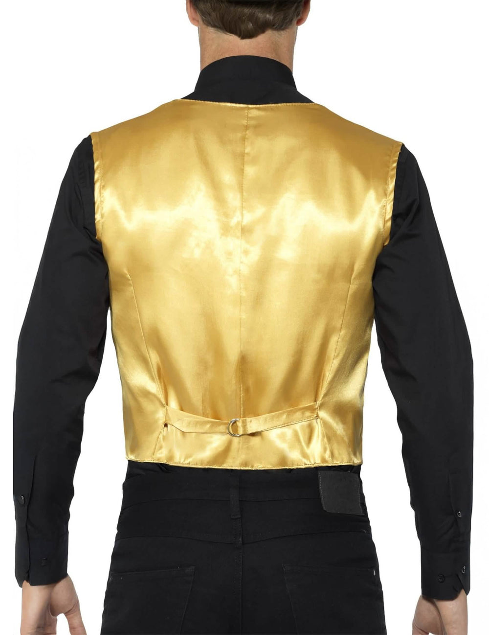 Vue de dos du gilet or à sequins pour adulte
