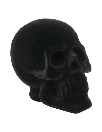 GroÃŸer DekoschÃ¤del in Schwarz Samt-Optik aus Harz 13 x 19 x 16,5 cm