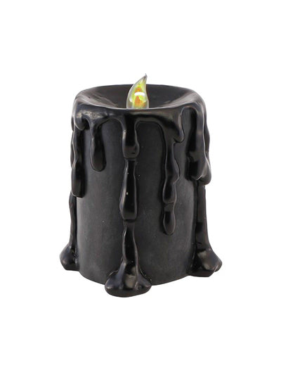 GroÃŸe LED-Kerze schwarz aus Resin 10 x 8,5 x 12 cm - Halloween Deko