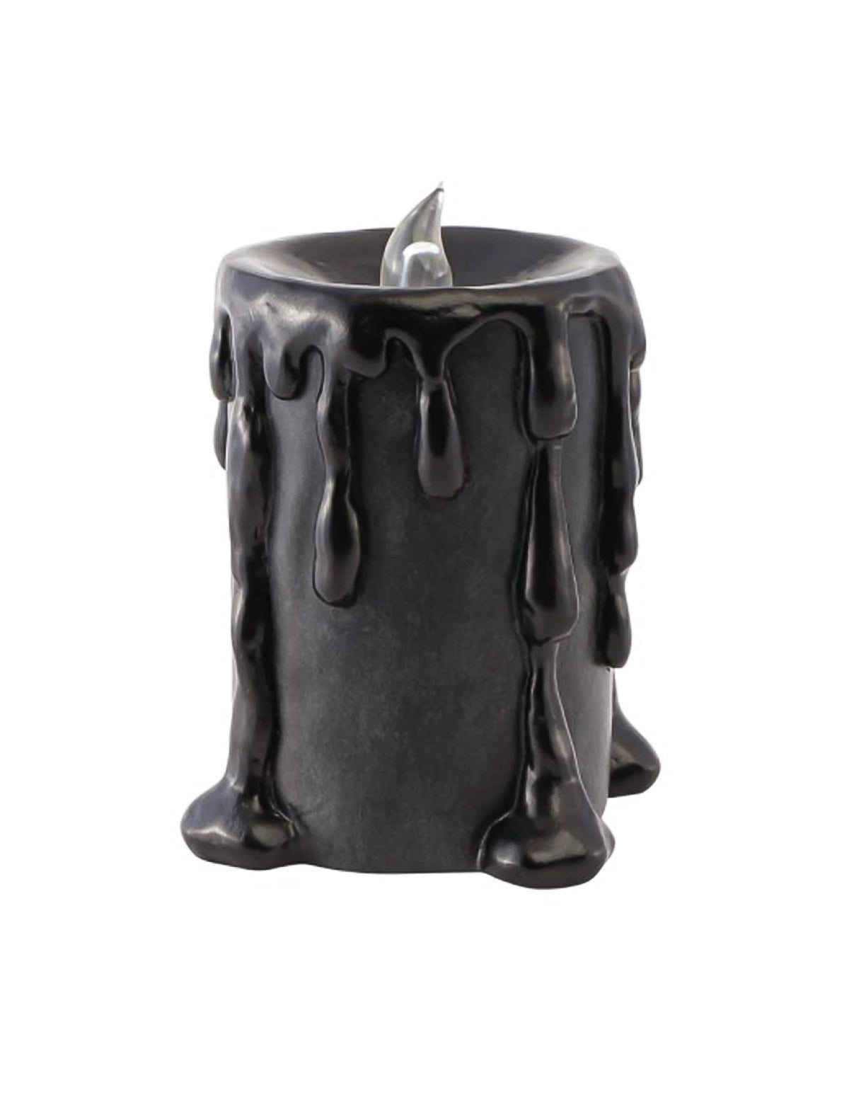 GroÃŸe LED-Kerze schwarz aus Resin 10 x 8,5 x 12 cm - Halloween Deko
