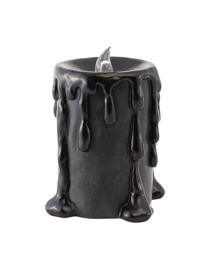 GroÃŸe LED-Kerze schwarz aus Resin 10 x 8,5 x 12 cm - Halloween Deko