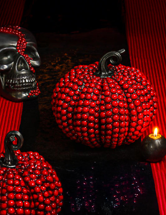 GroÃŸer Halloween Deko-KÃ¼rbis rot mit Perlen 24 x 22 x 21 cm