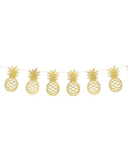 DIY-Girlande goldfarbener Metallic-Ananas 150 cm Deko-Set
