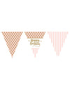 Guirlande à fanions en papier Happy Birthday pour fête rose et or chic à pois et rayures