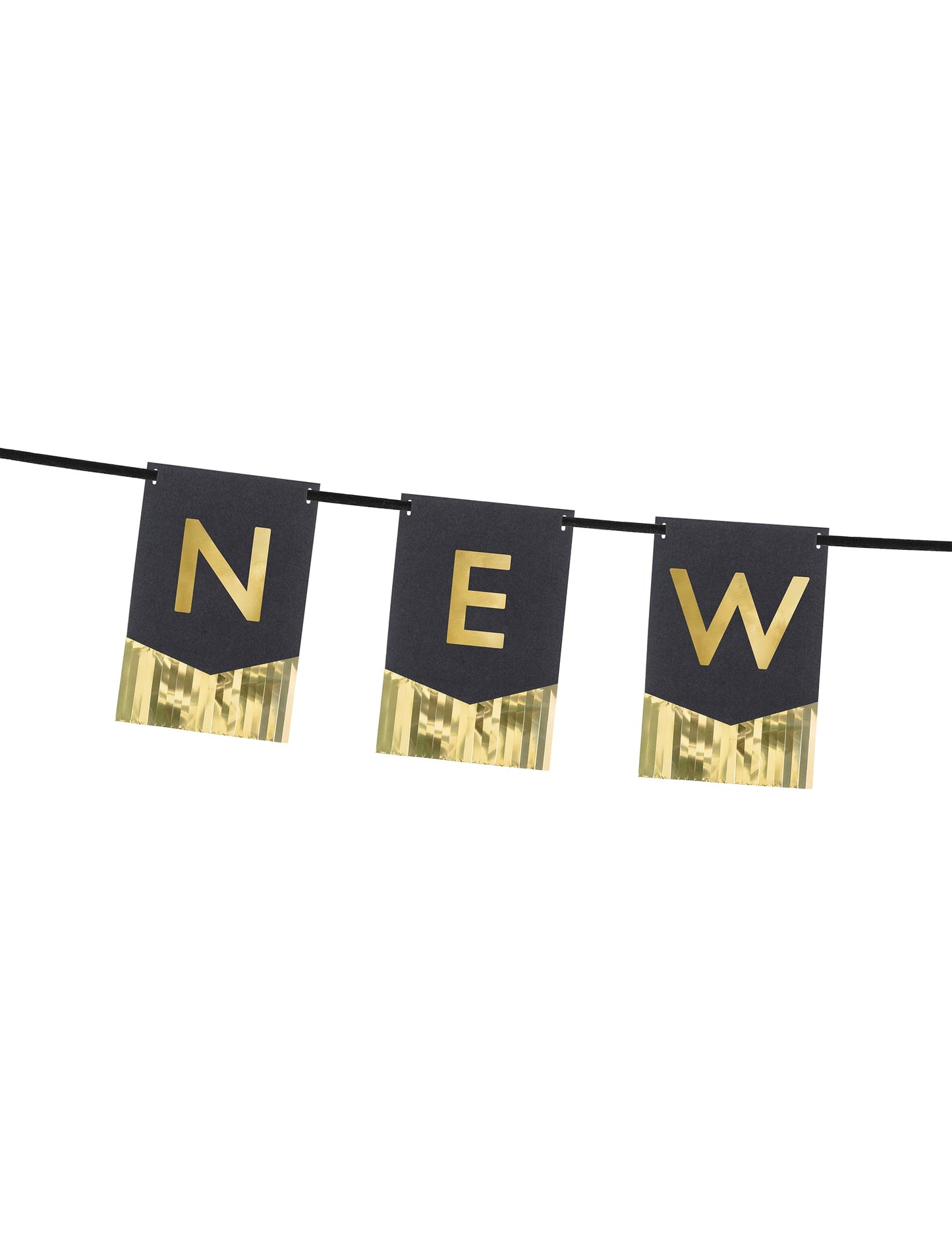 Détail des fanions avec les lettres NEW de la guirlande à fanions Happy New Year