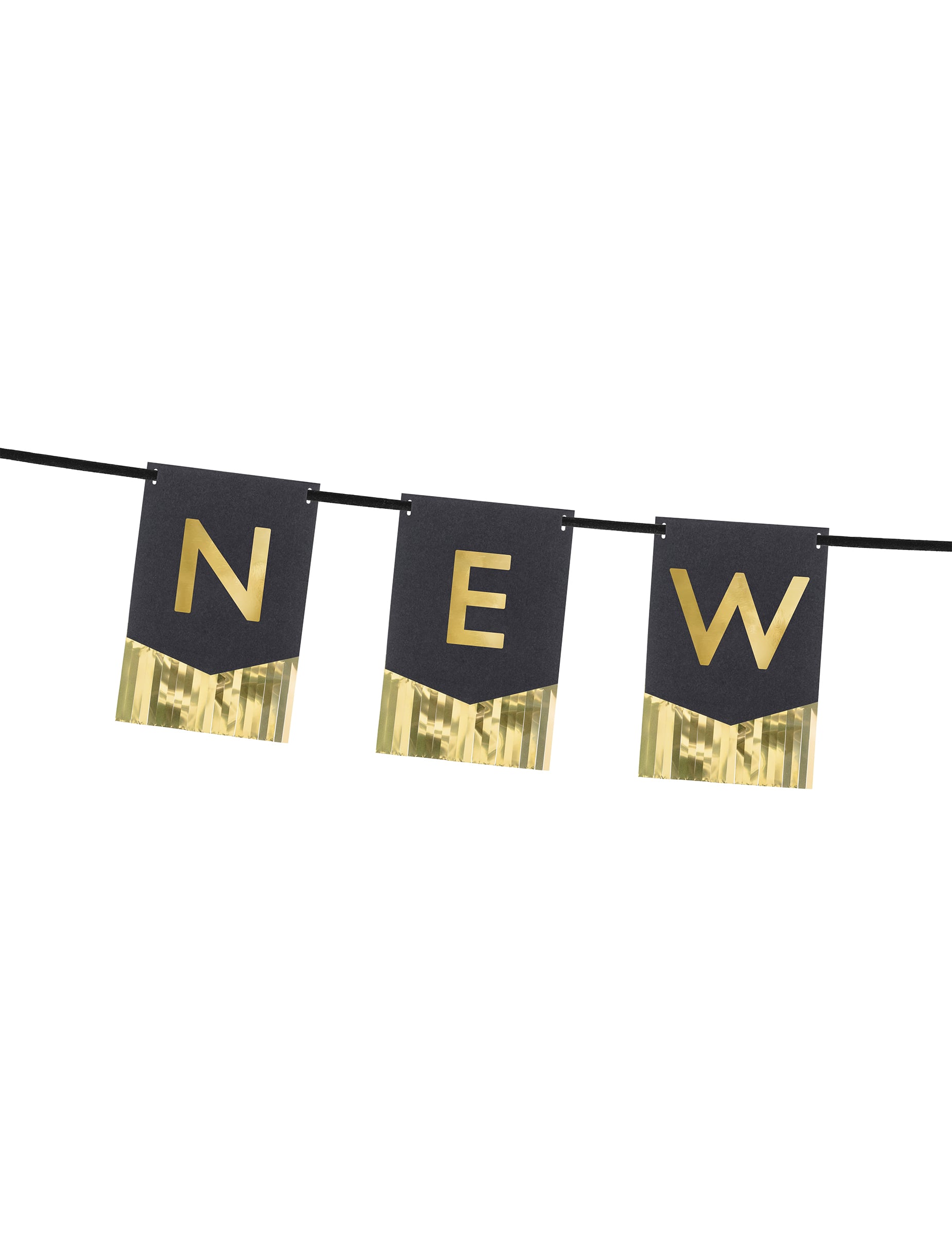 Détail des fanions avec les lettres NEW de la guirlande à fanions Happy New Year