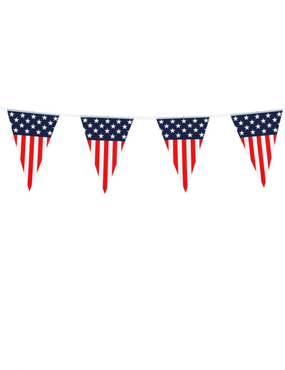 Guirlande à fanions USA pour décoration de fête bleu blanc rouge motif drapeau américain