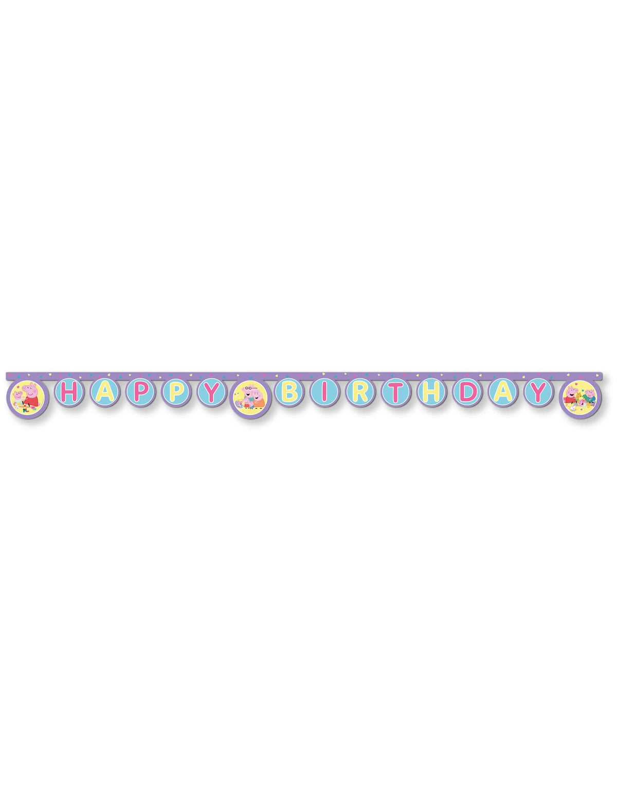 Guirlande articulée Happy Birthday Peppa Pig violette et bleu pastel