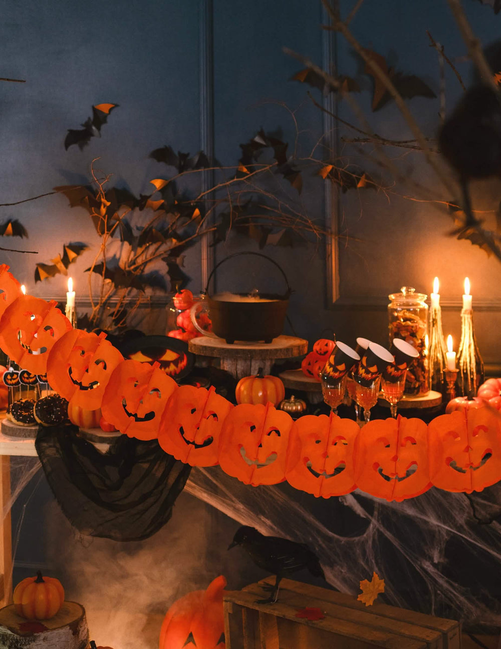 Mise en situation de la guirlande citrouilles Halloween