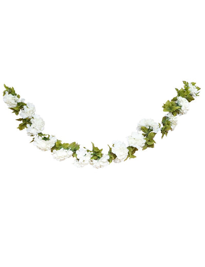 Guirlande de fleurs d'hortensia pour mariage blanc