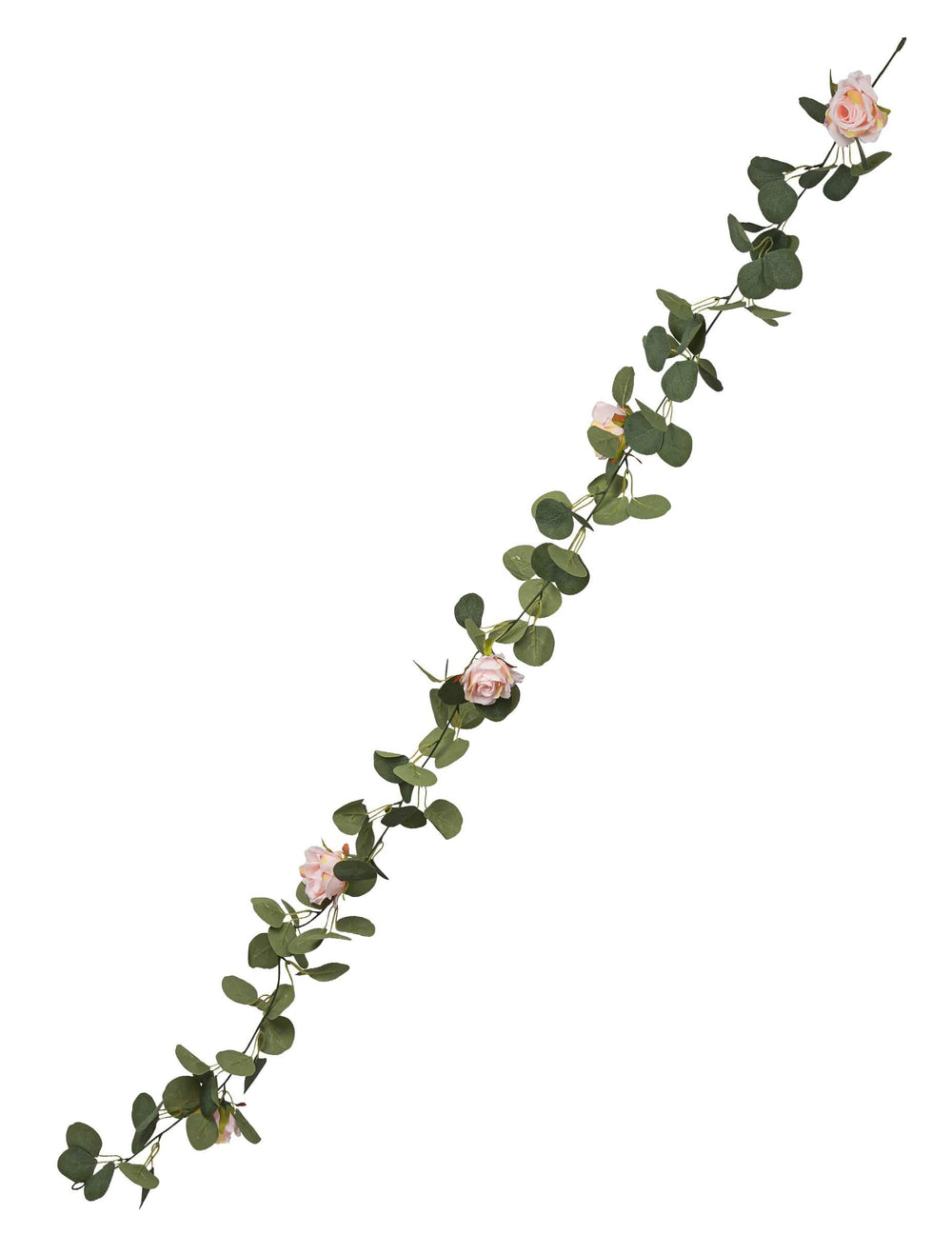 Guirlande de roses et eucalyptus artificielle vert et rose