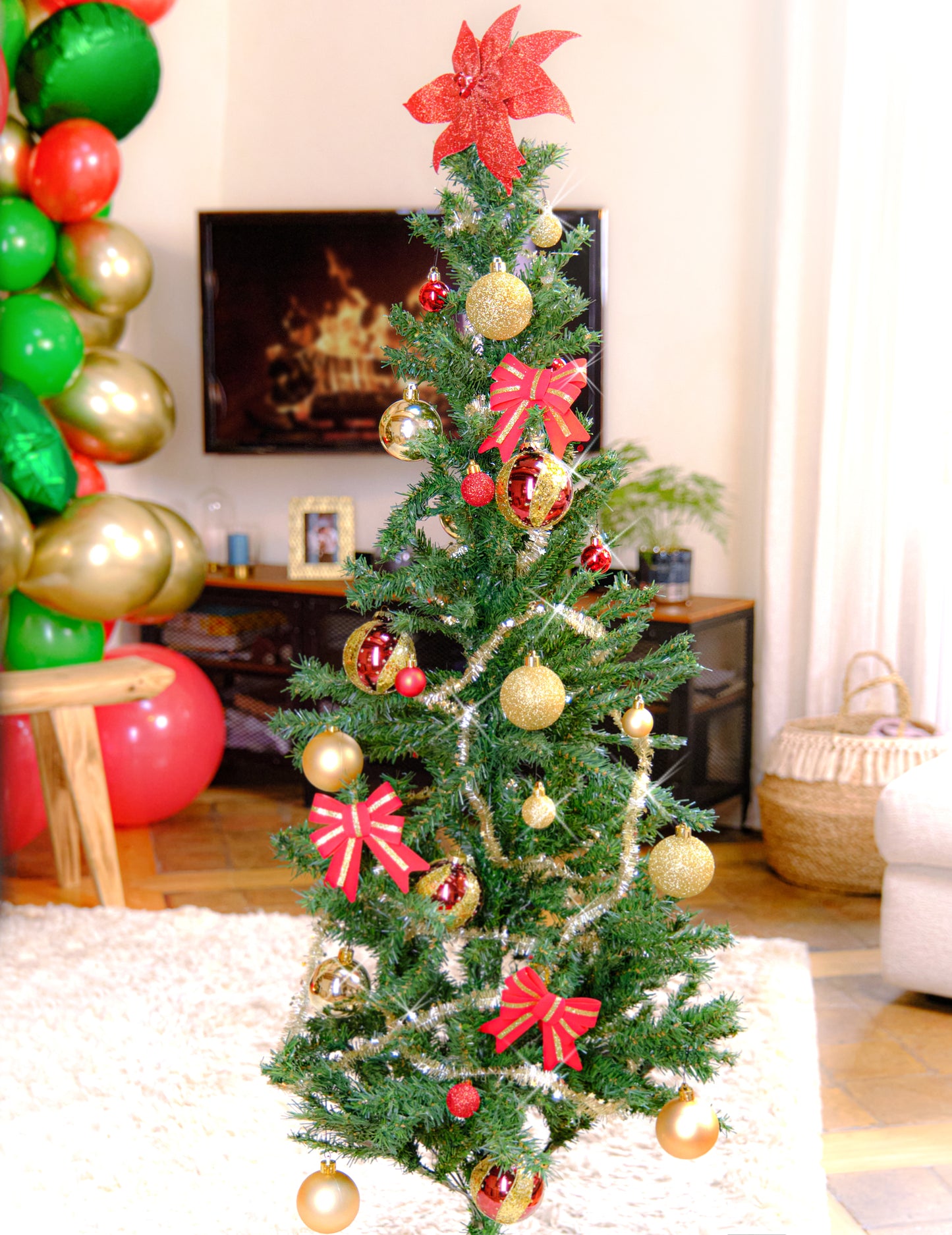 Mise en situation sur un sapin de la guirlande de sapin étoiles