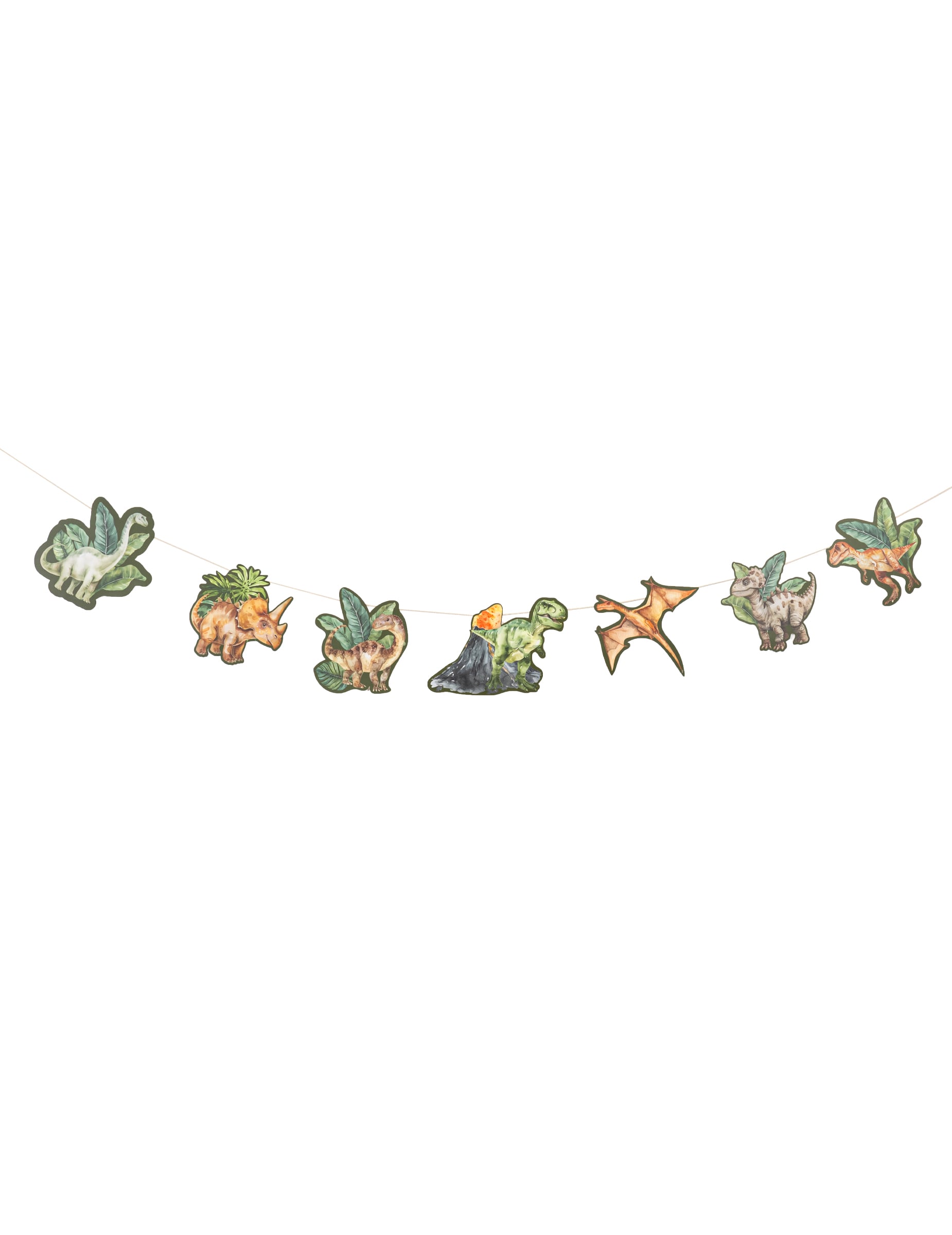 Guirlande dinosaures pour anniversaire papier vert