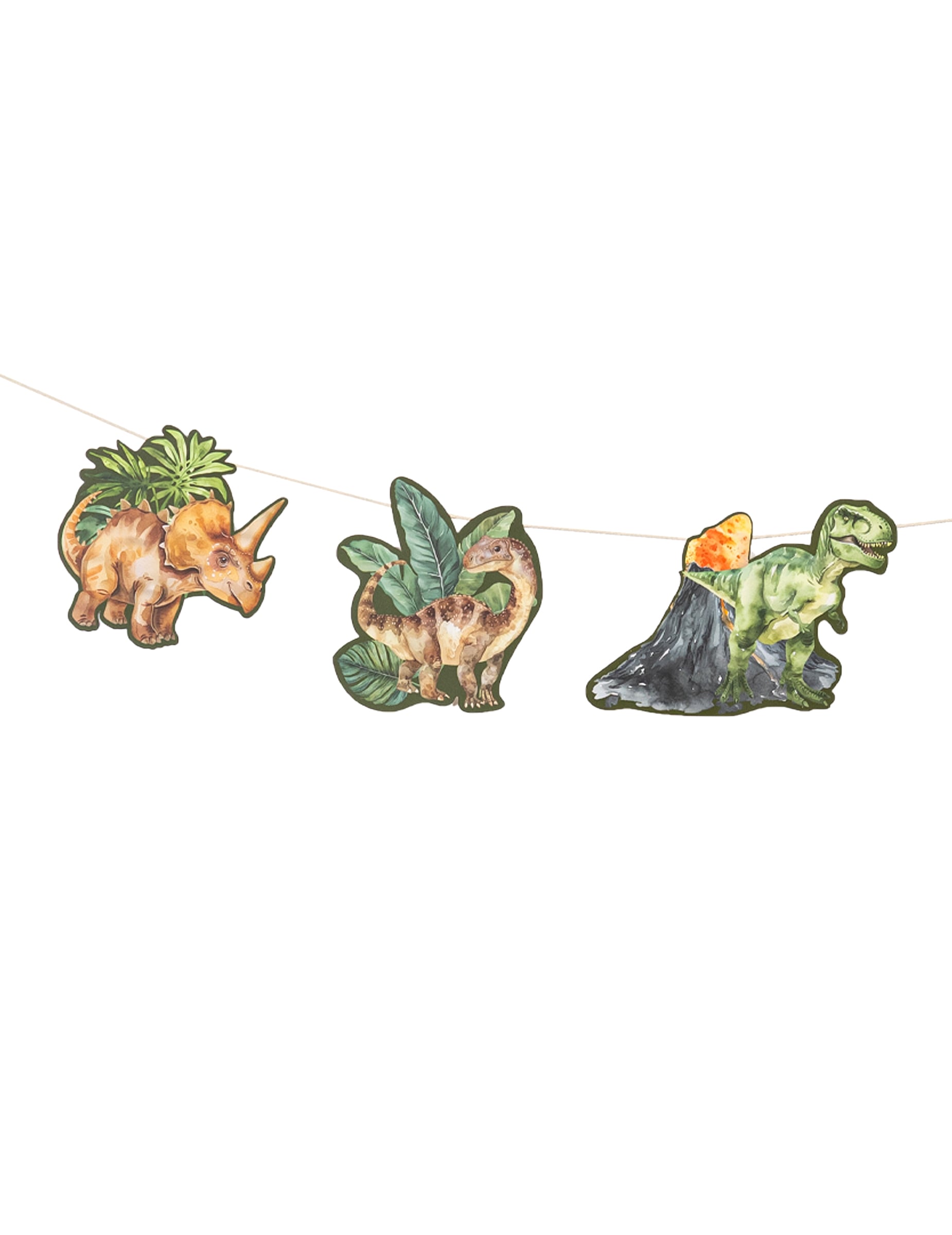 Détail des illustrations de la guirlande dinosaures pour anniversaire