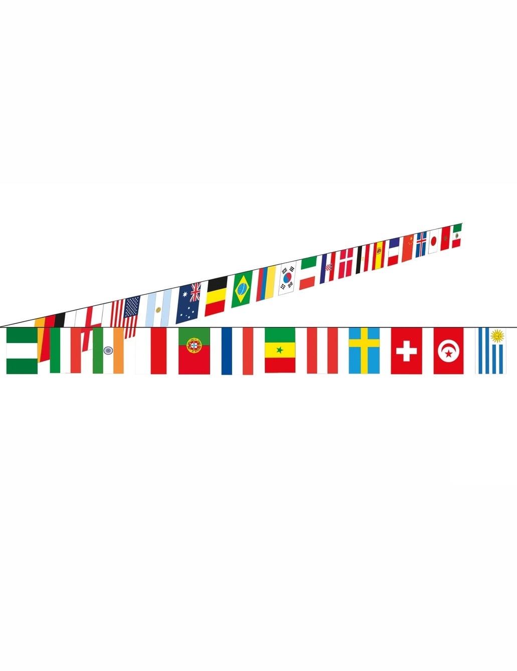 Guirlande de drapeaux en papier 32 pays multicolore de 10 m