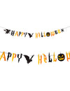 Guirlande Happy Halloween effrayante pour fête orange et noire avec sorcière et citrouille