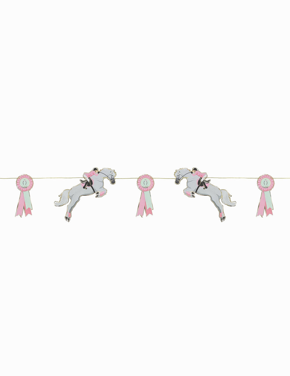 Guirlande en carton cheval pour anniversaire équitation grise et rose