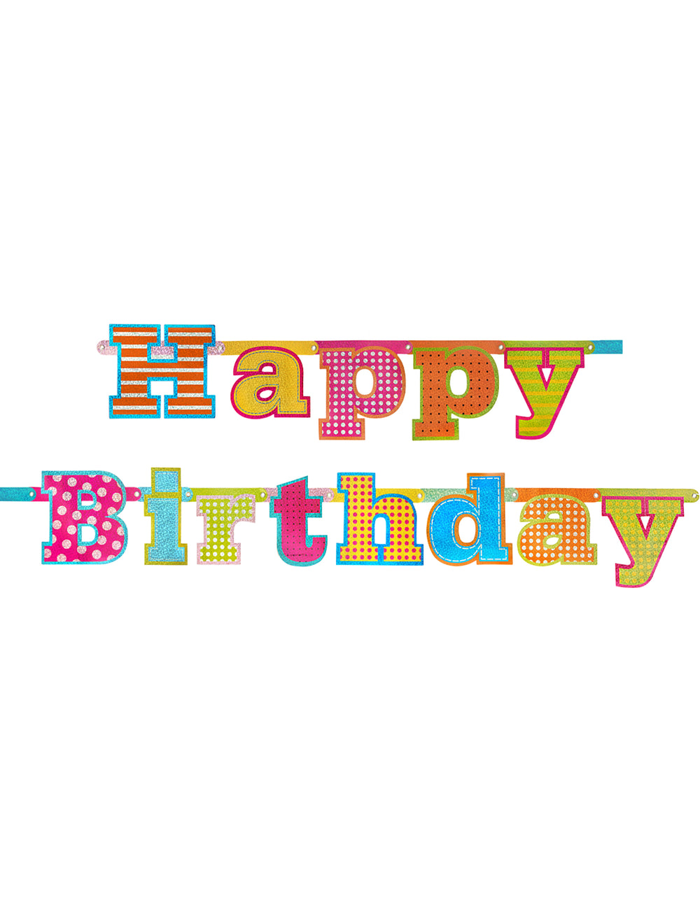 Vue d'ensemble de la guirlande en carton Happy Birthday