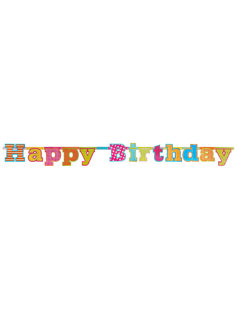 Vue d'ensemble de la guirlande en carton Happy Birthday
