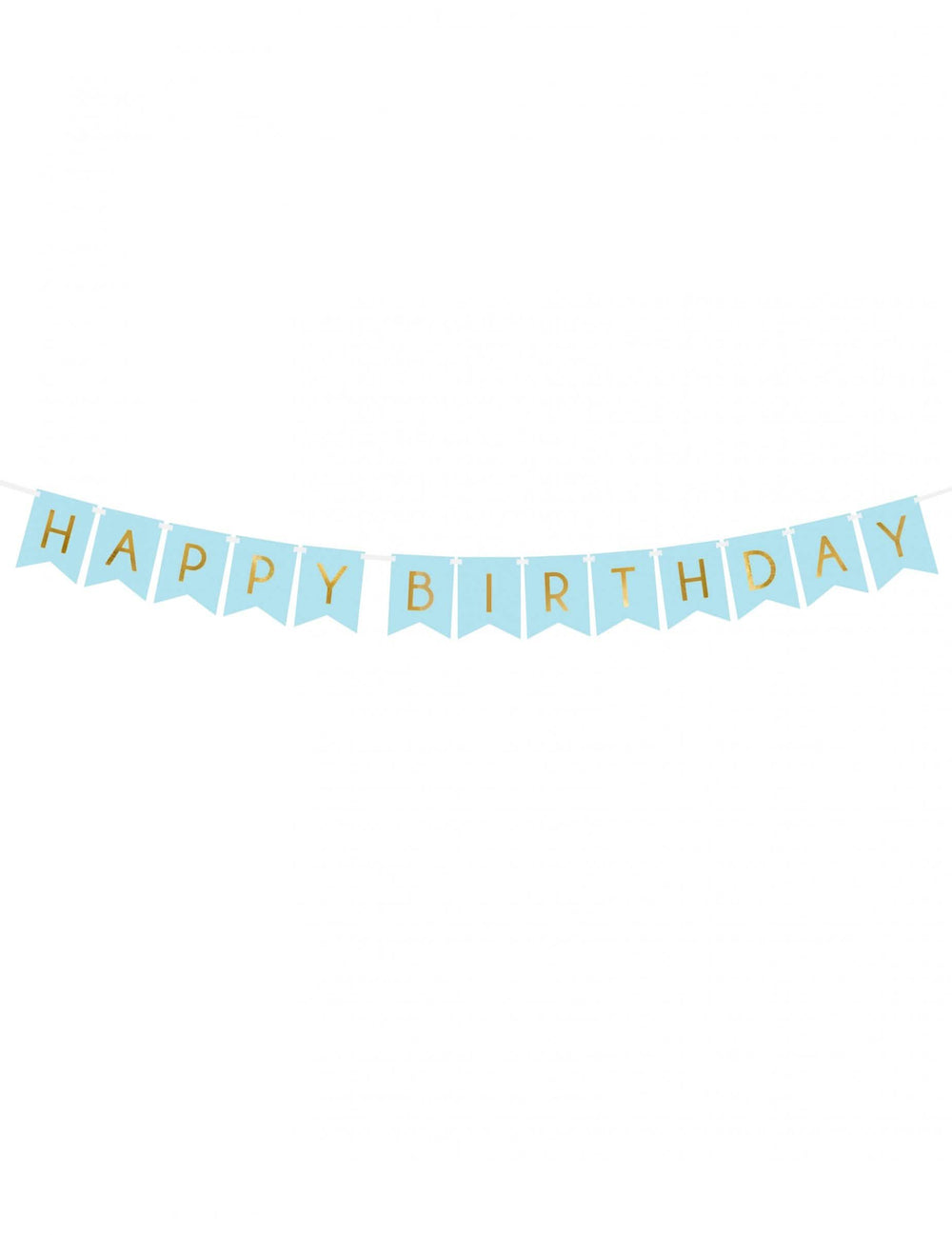 Guirlande en carton Happy Birthday pour anniversaire bleue et dorée métallisée