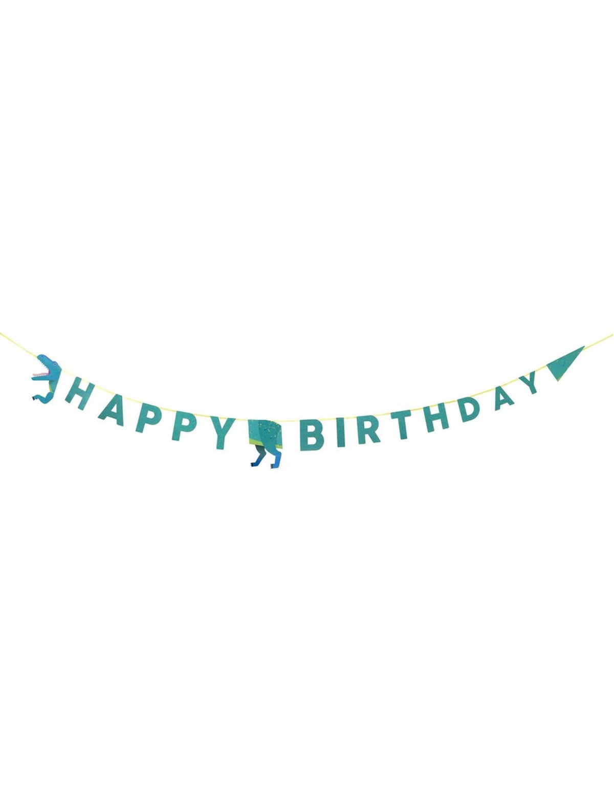 Girlande aus Karton happy birthday Dinosaurus für Geburtstag Blau-grün