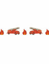 Guirlande en carton Pompier pour enfant rouge avec camions et flammes
