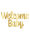 Guirlande en carton Welcome Baby pour baby shower dorée