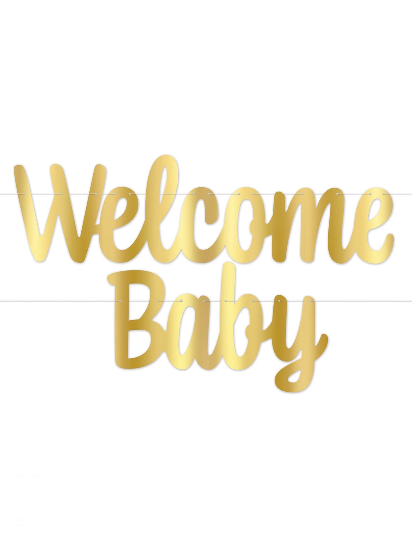 Guirlande en carton Welcome Baby pour baby shower dorée