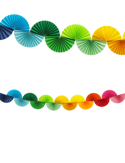 Regenbogen-Girlande mit PapierfÃ¤chern 2,5 m