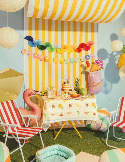 Regenbogen-Girlande mit PapierfÃ¤chern 2,5 m