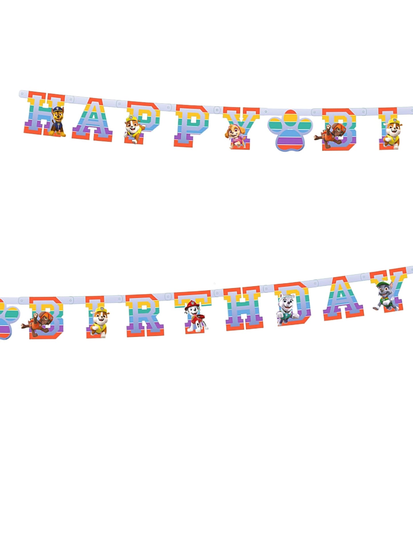 Guirlande en papier Pat' Patrouille pour enfant multicolore arc-en-ciel Happy Birthday