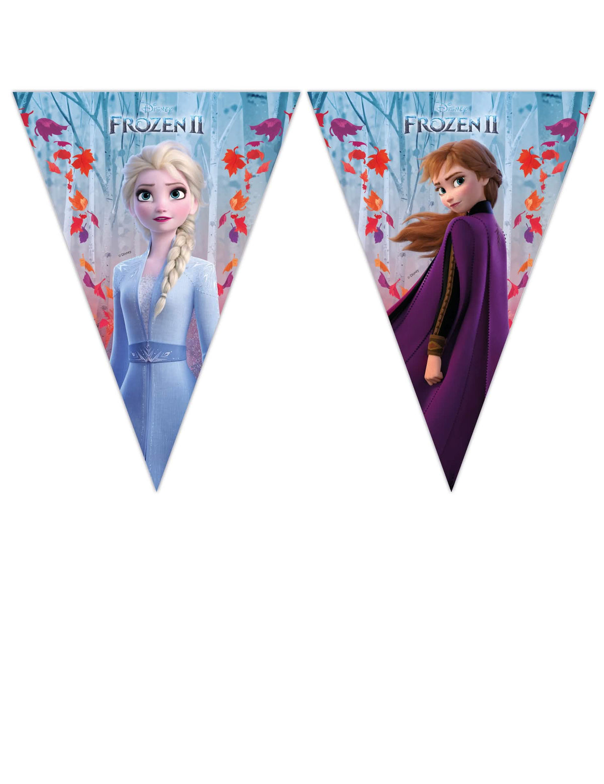 Guirlande fanion La Reine des Neiges 2 pour enfant bleue et violette avec Elsa et Anna