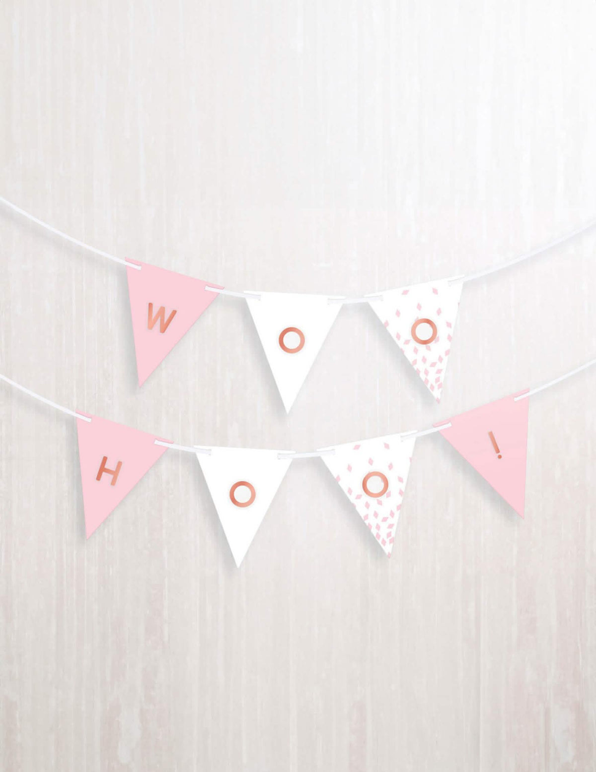 Guirlande fanion personnalisable pour fête rose gold avec autocollants