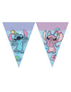 Guirlande fanions Angel et Stitch pour fête bleue et rose