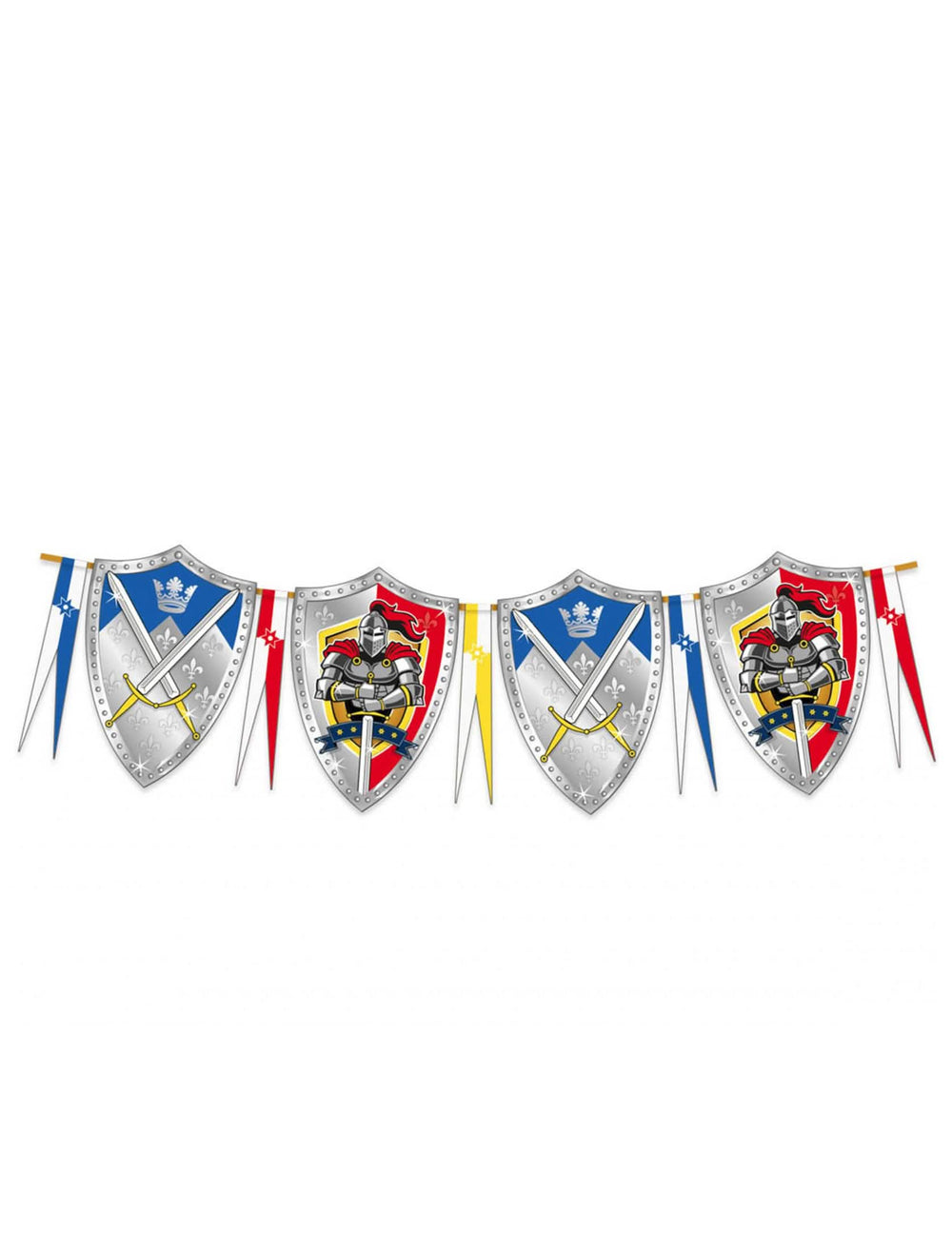 Guirlande chevaliers pour fête multicolore avec écussons et blasons