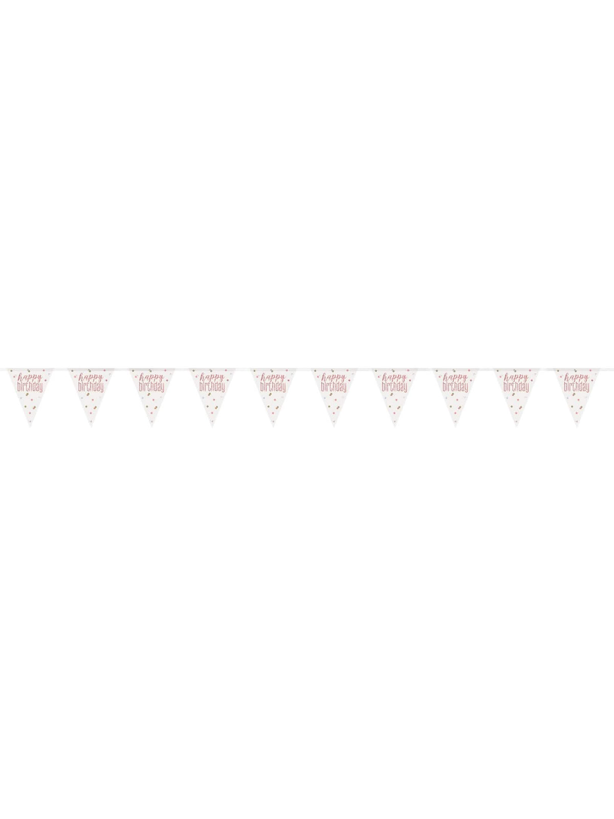 Vue d'ensemble de la guirlande fanions en plastique Happy Birthday