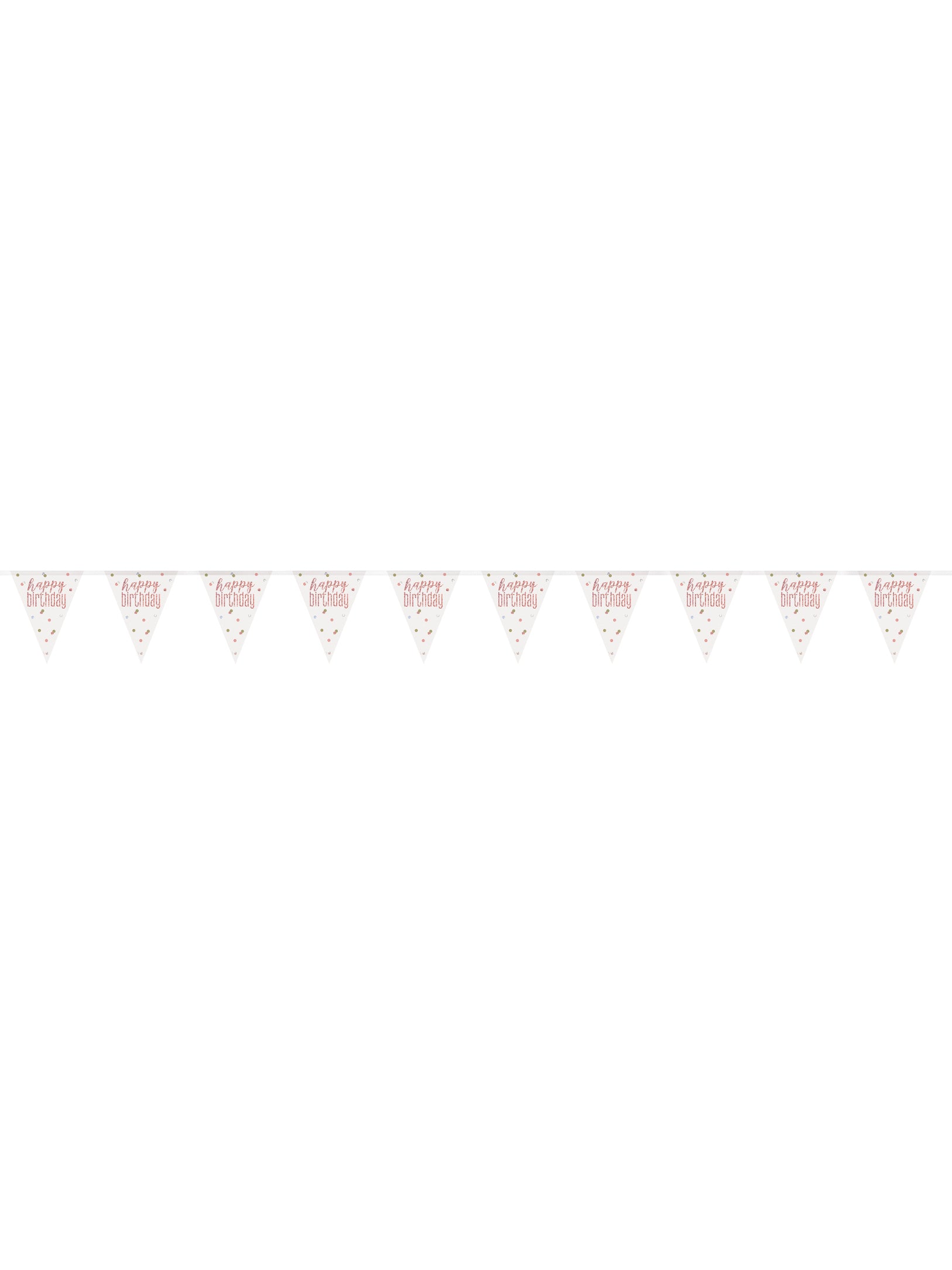 Vue d'ensemble de la guirlande fanions en plastique Happy Birthday