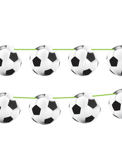 Guirlande fanions football pour fête noir et blanc 10 mètres