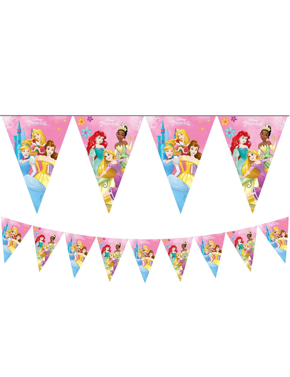 Guirlande fanions Princesses Disney pour enfant rose et bleu