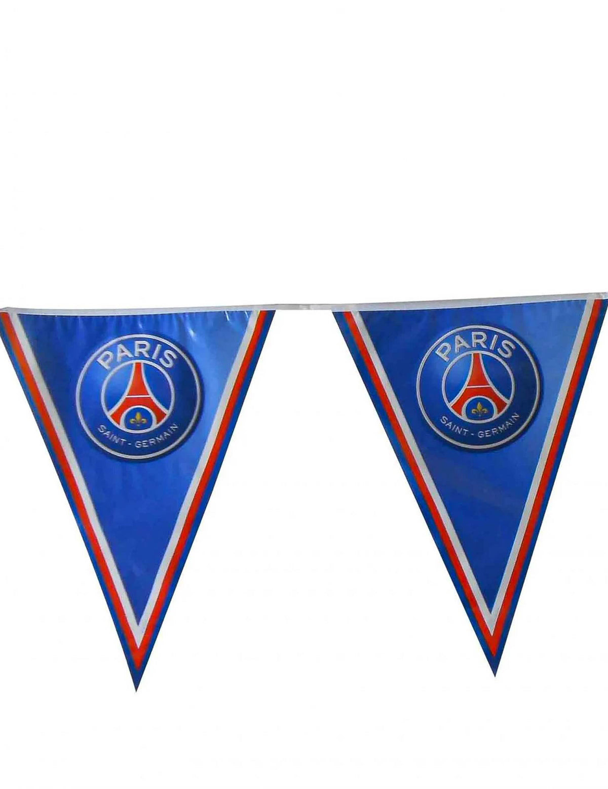 Großaufnahme der Wimpel der Wimpelgirlande PSG