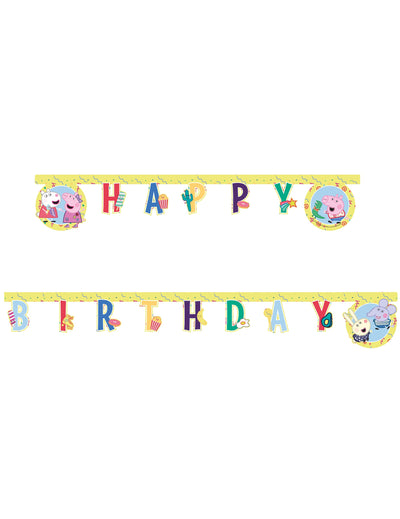 Mise en situation de fête de la Guirlande Happy Birthday Peppa Pig