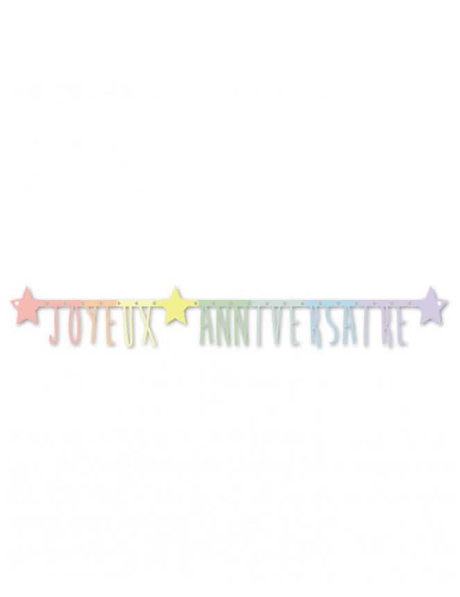 Vue d'ensemble de la guirlande articulée Joyeux anniversaire pastel