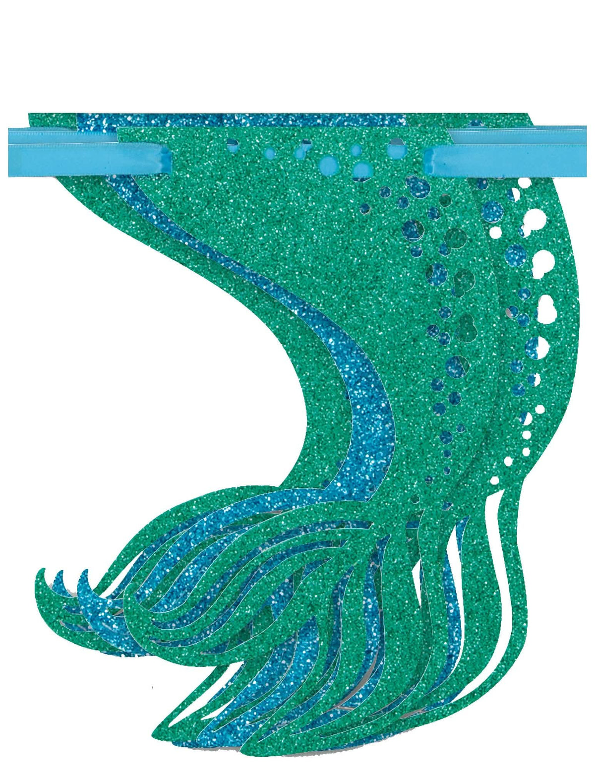 Guirlande pailletée jolie sirène pour décoration anniversaire verte et bleue