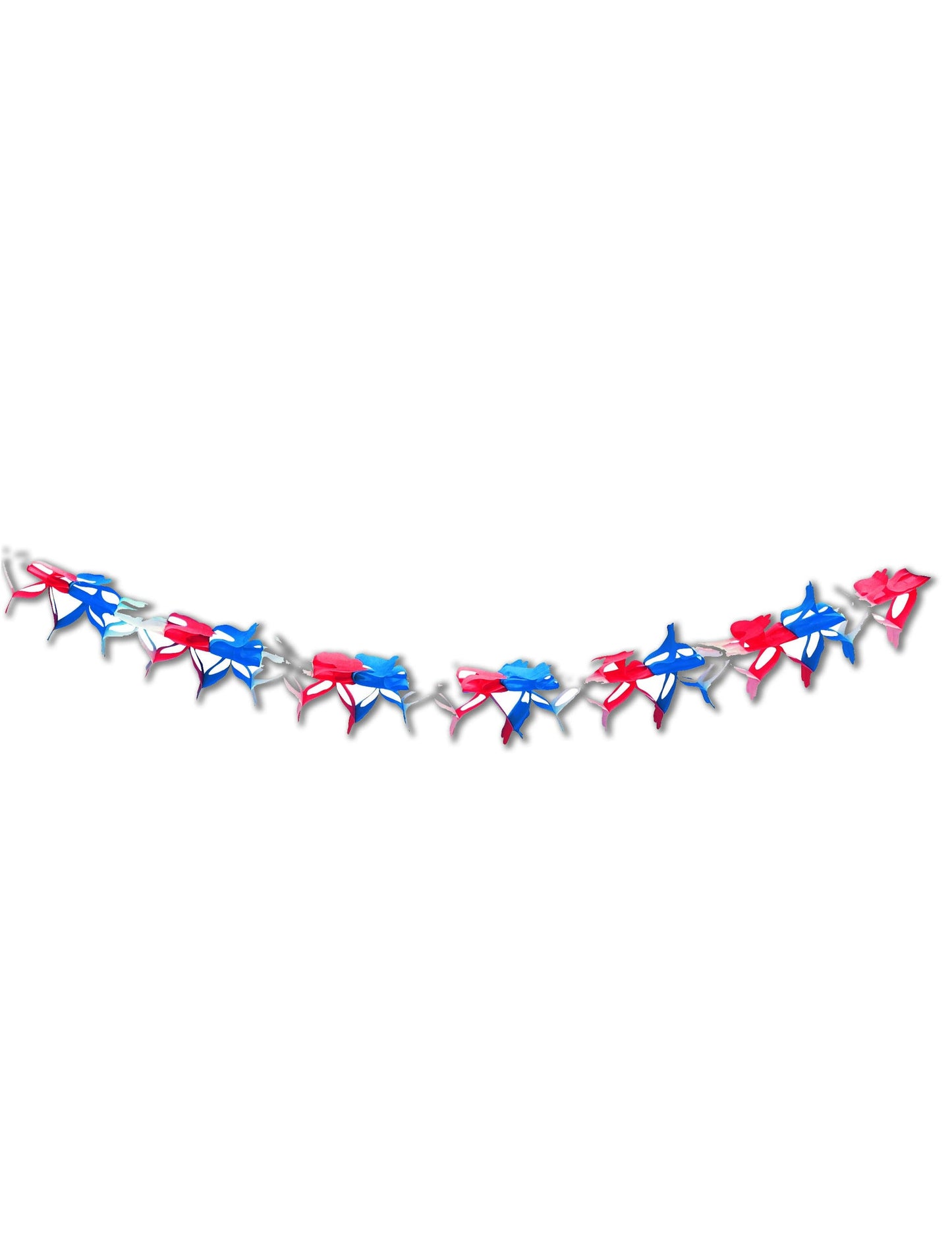 Guirlande zinnia tricolore pour fête bleu blanc rouge papier ignifugé