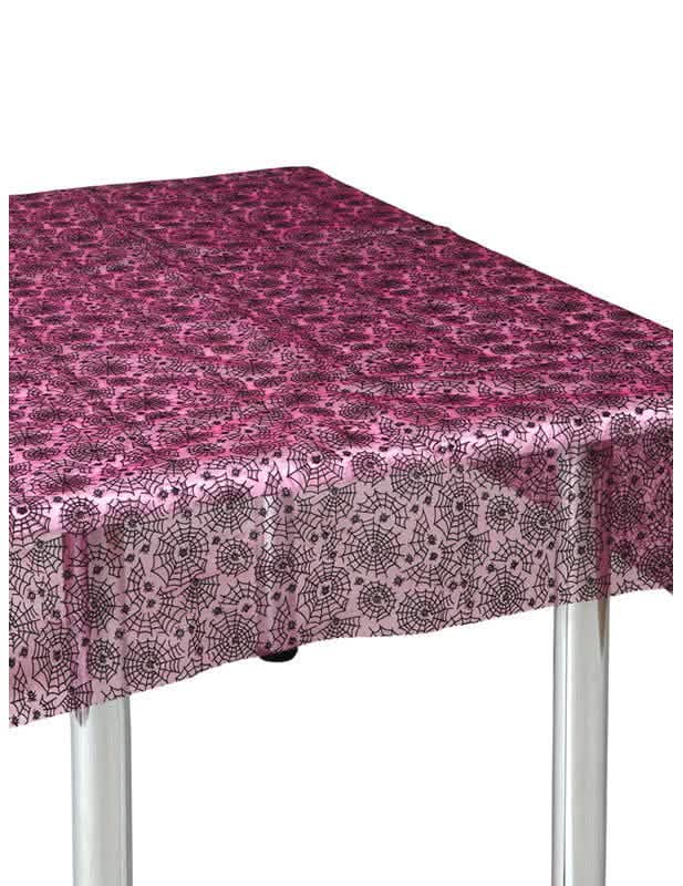 Tischdecke mit Spinnennetz für Halloween Rosa, Pink und schwarz