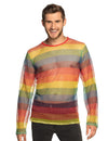 Haut résille arc en ciel pour homme à manches longues et rayures multicolores